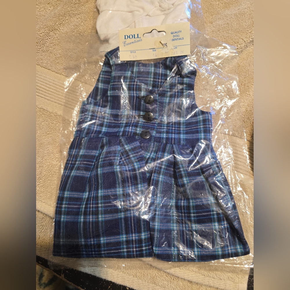 NWT Doll Essentials 16" Boys Clothes Bib Overalls White Dress Shirt Matching Hat